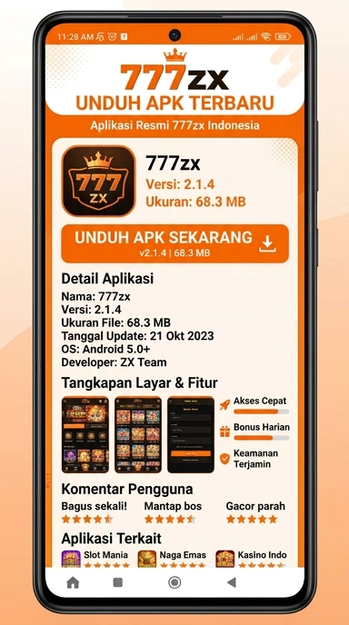 Tampilan halaman APK 777zx