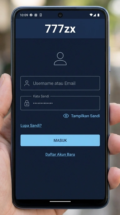 Tampilan halaman login 777zx