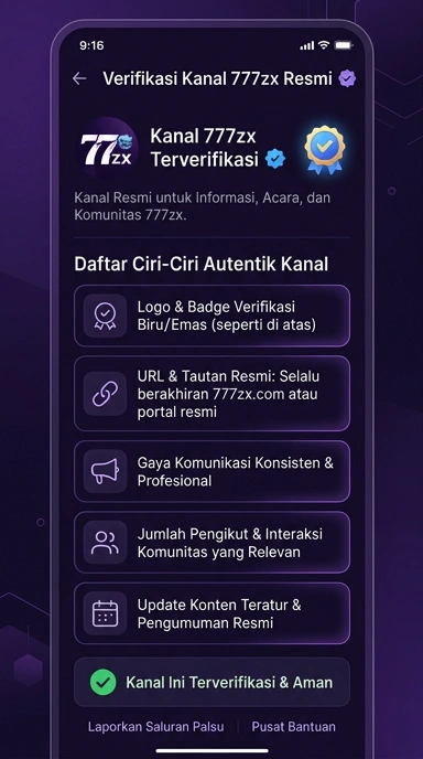 Tampilan kanal resmi 777zx