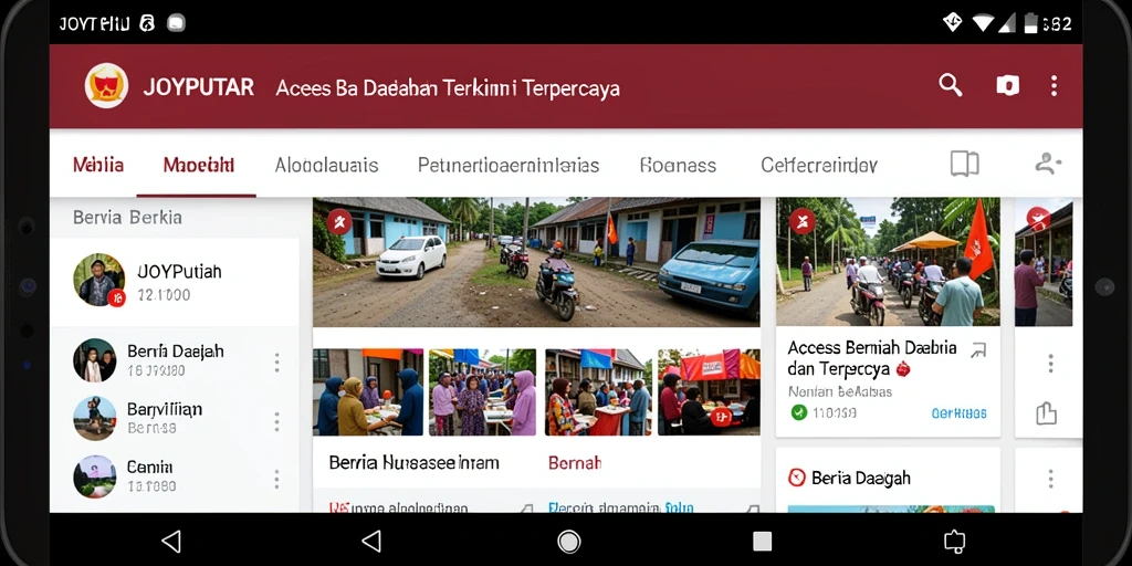 Antarmuka aplikasi JOYPUTAR yang menampilkan berita daerah terkini.