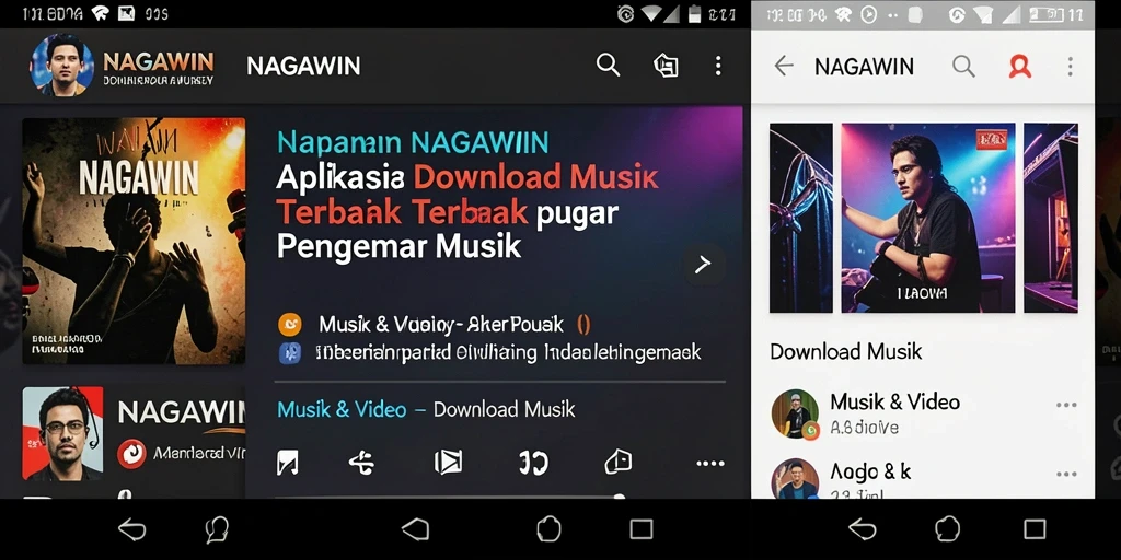 Antarmuka NAGAWIN untuk download musik yang menarik dan mudah digunakan.
